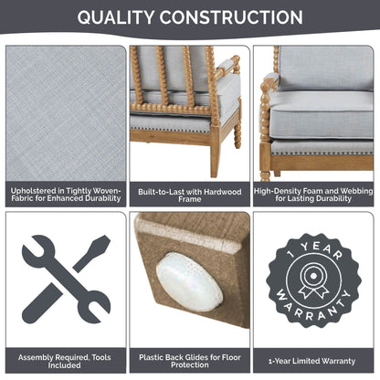 Fauteuil Madison Park Donohue à cadre en bois tourné