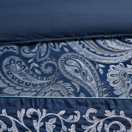 Ensemble de couette jacquard 7 pièces Madison Park Elaine bleu marine