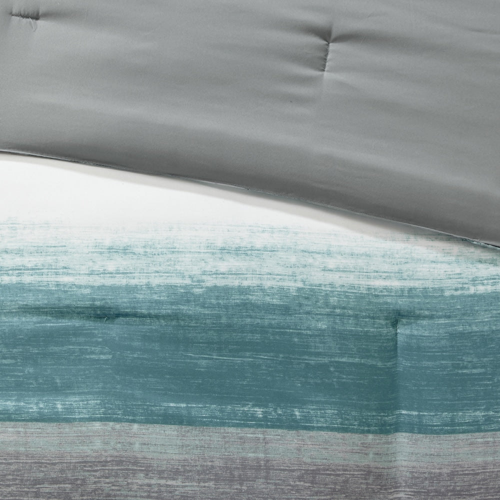 Ensemble de couette Madison Park Essentials Barret Aqua avec draps en coton