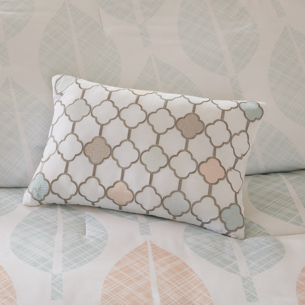 Ensemble de couette Madison Park Essentials Pelham Bay corail/vert avec draps en coton