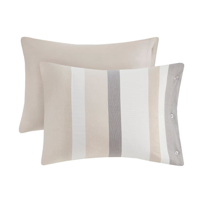 Ensemble de couette jacquard 5 pièces Madison Park Levi Blue/Naturel