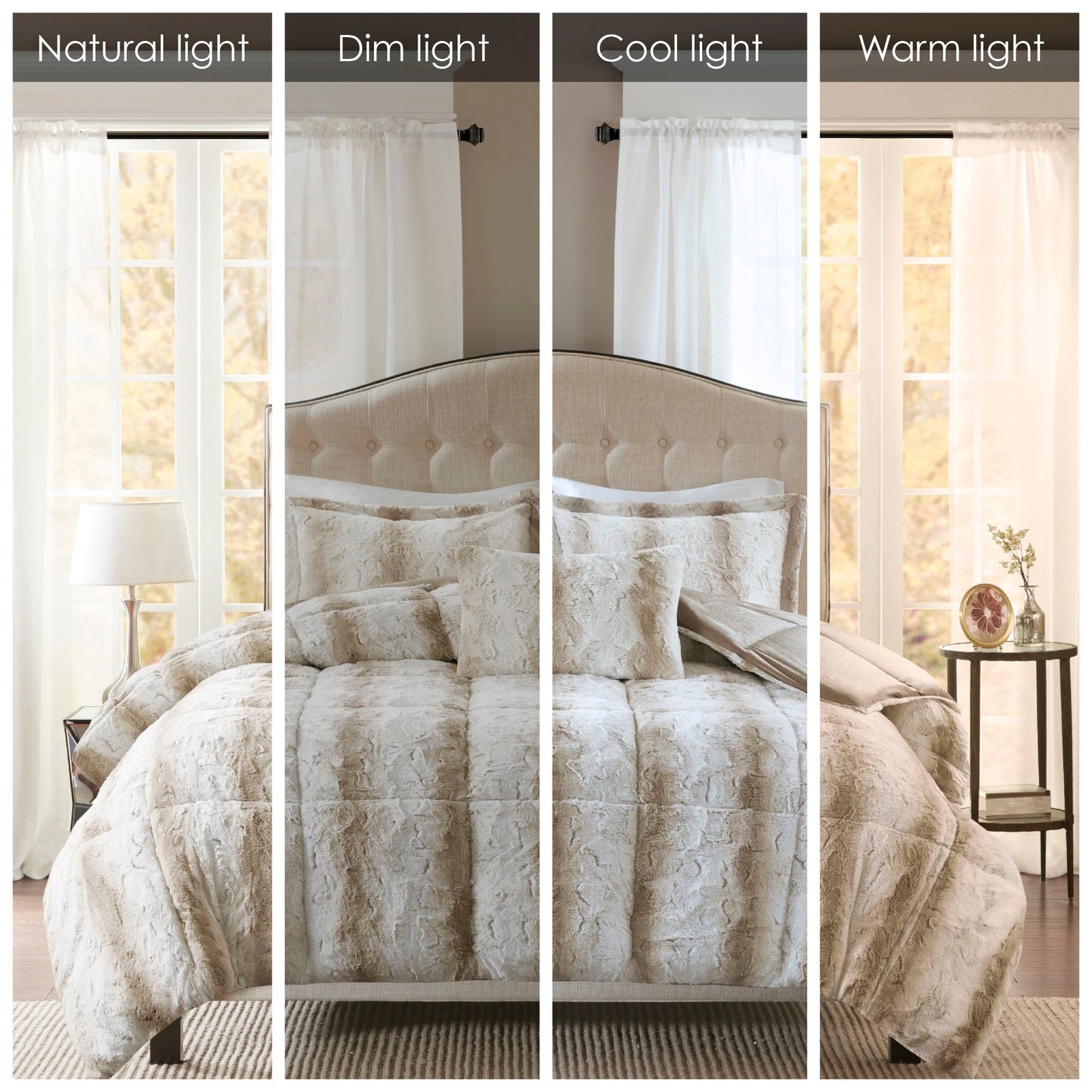 Madison Park Ensemble d'édredon en fausse fourrure Marselle