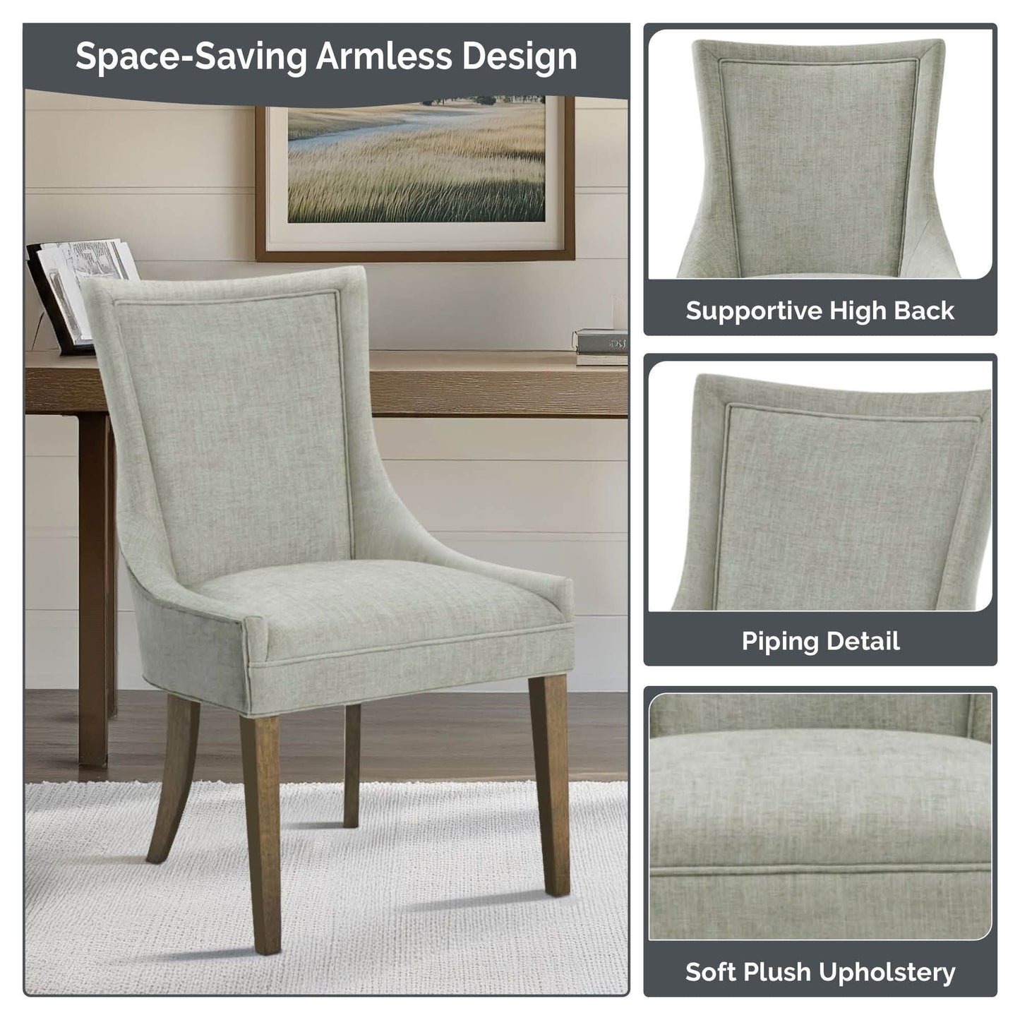 Chaises de salle à manger rembourrées Madison Park Signature Ultra avec pieds en bois (lot de 2) - Non disponible