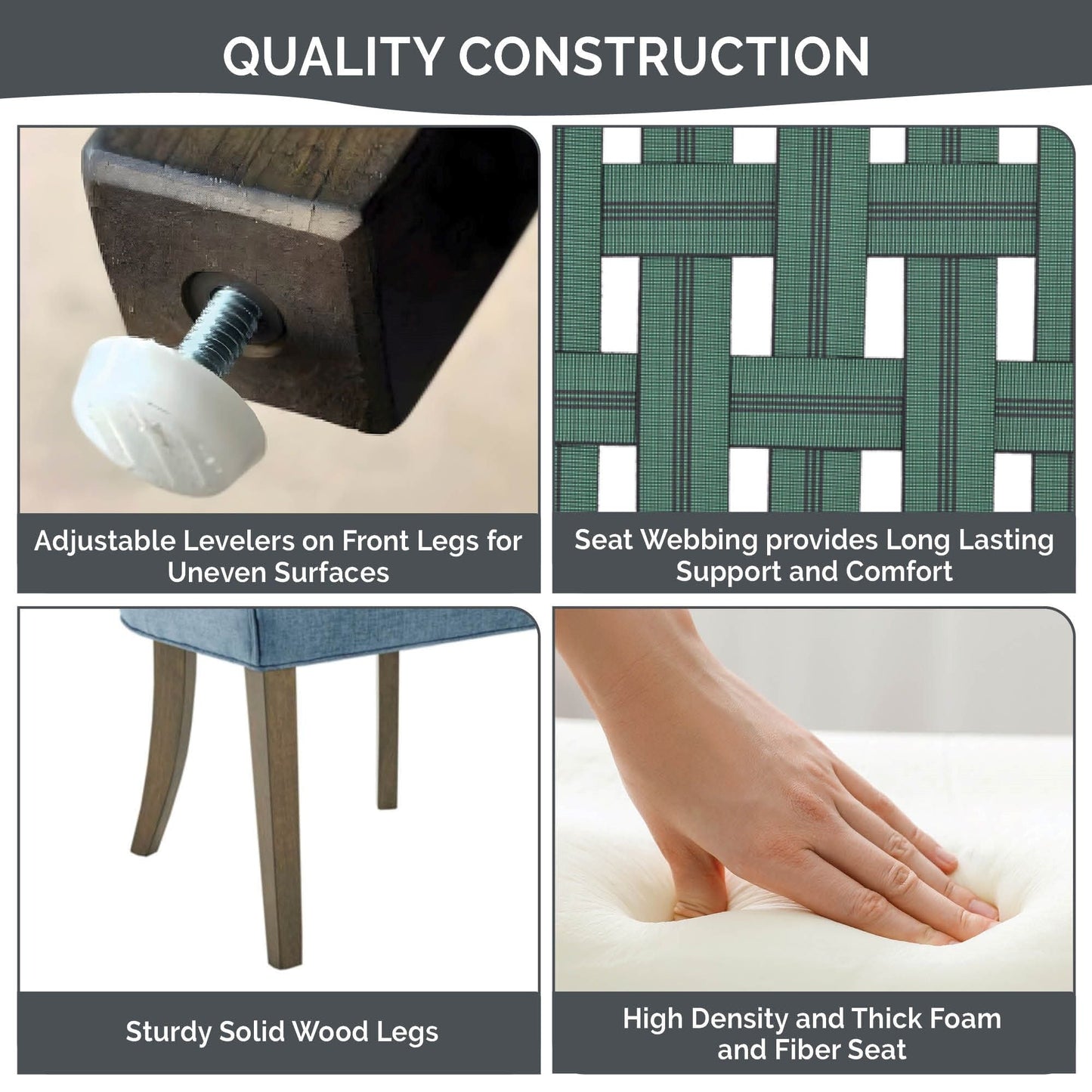 Chaises de salle à manger rembourrées Madison Park Signature Ultra avec pieds en bois (lot de 2) - Non disponible