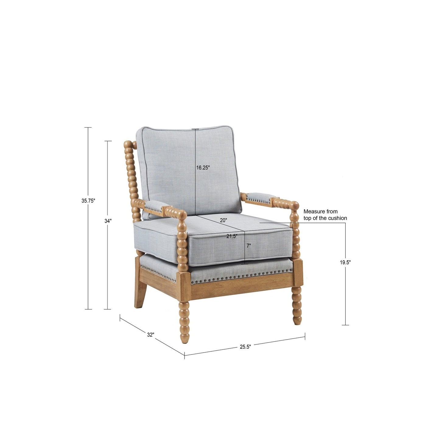 Fauteuil Madison Park Donohue à cadre en bois tourné