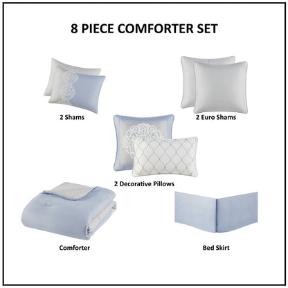 Ensemble de couette en microfibre brodée 8 pièces Madison Park Vera