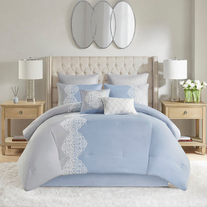 Ensemble de couette en microfibre brodée 8 pièces Madison Park Vera