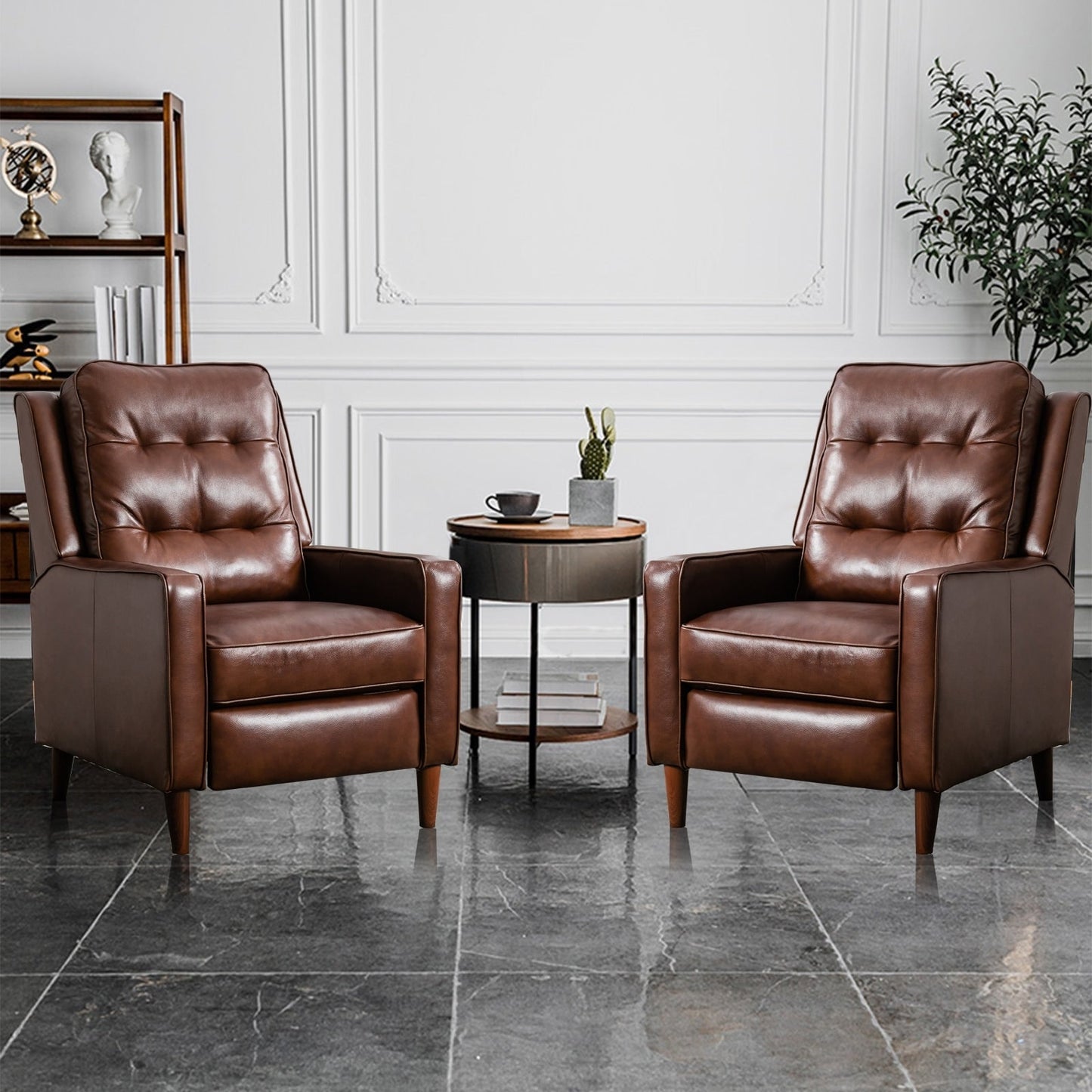 Fauteuil inclinable à dossier relevable, fauteuil en tissu avec décoration rivetée, fauteuil d'appoint simple