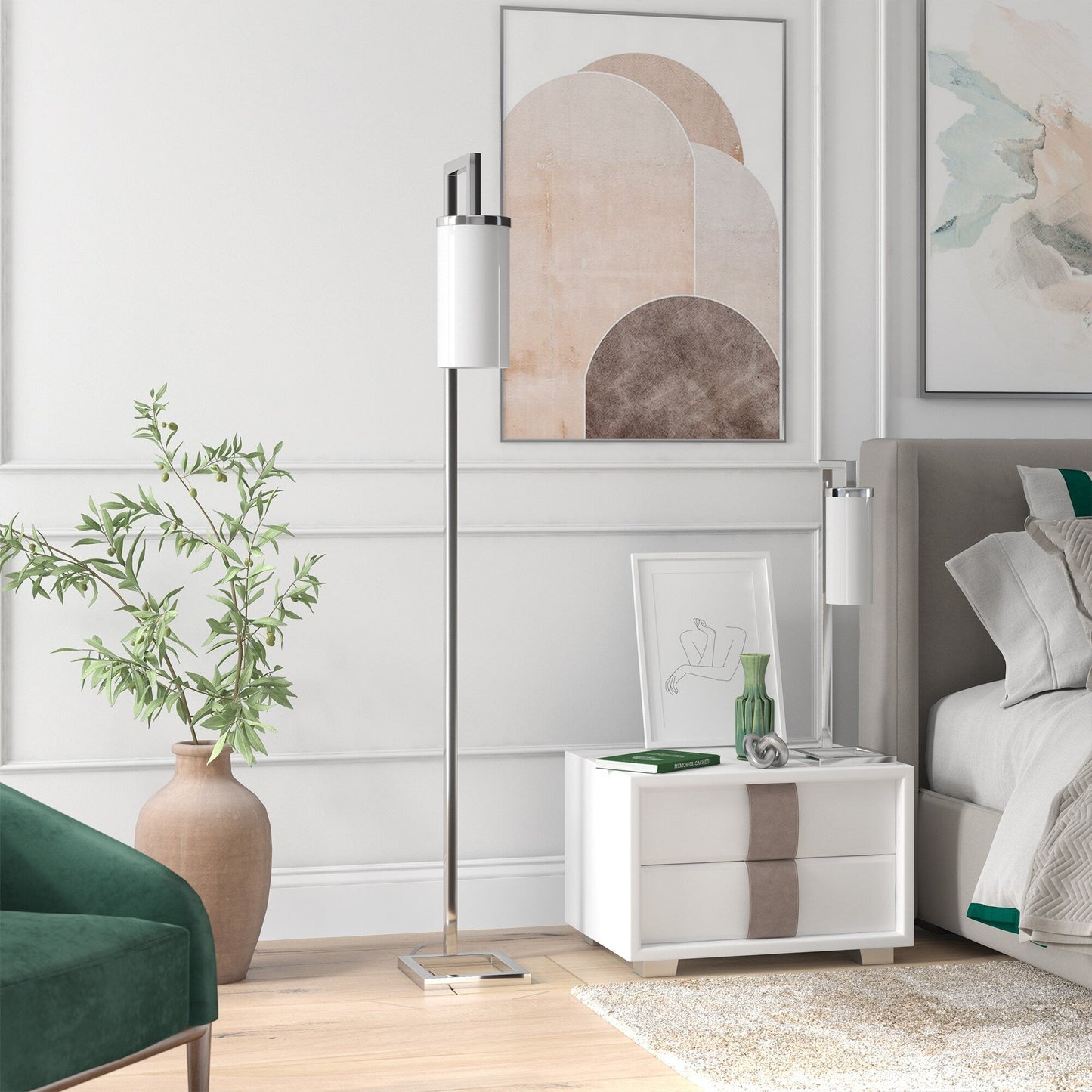 Lampadaire Malva de 67,75 cm de haut avec abat-jour en verre - 11 cm de large