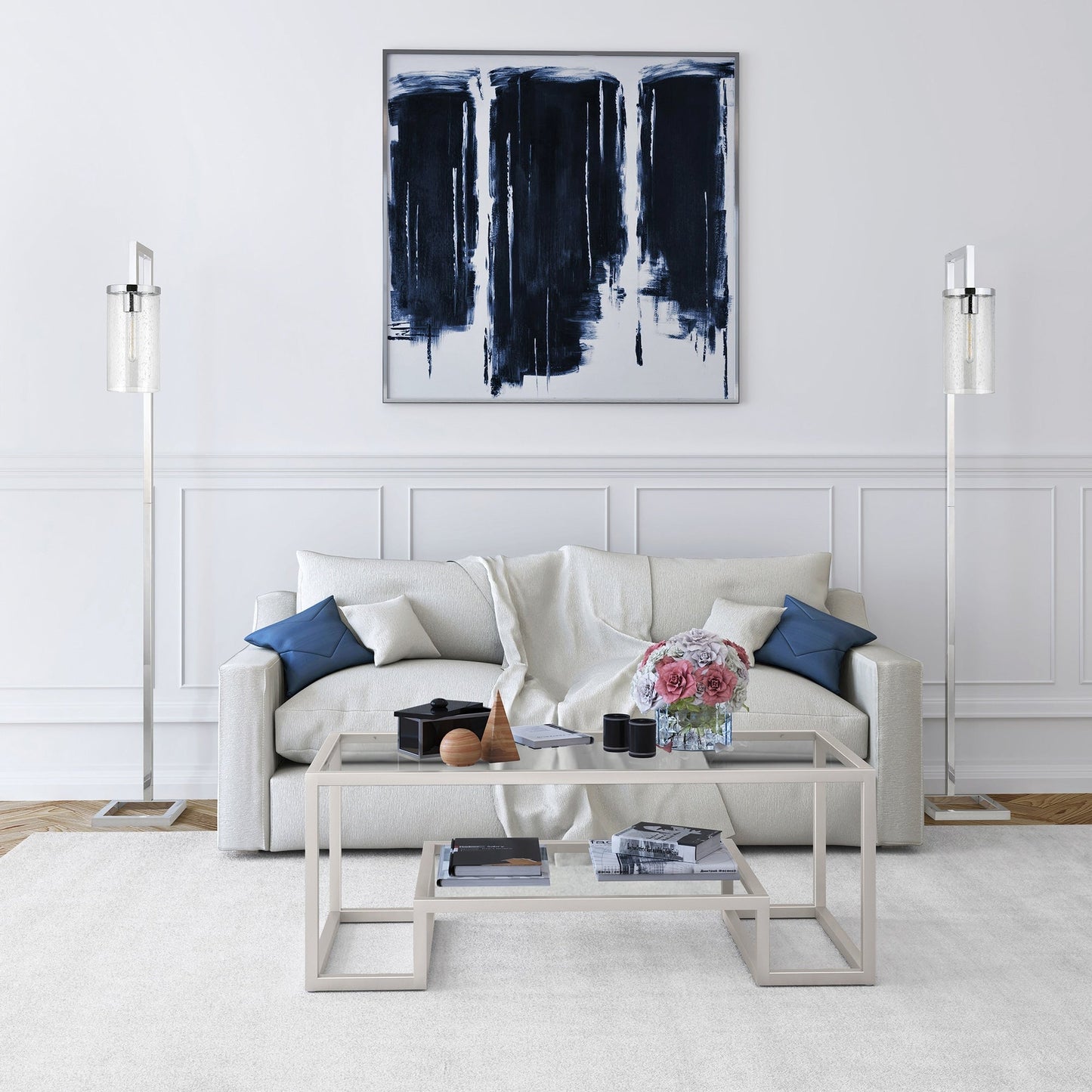 Lampadaire Malva de 67,75 cm de haut avec abat-jour en verre - 11 cm de large