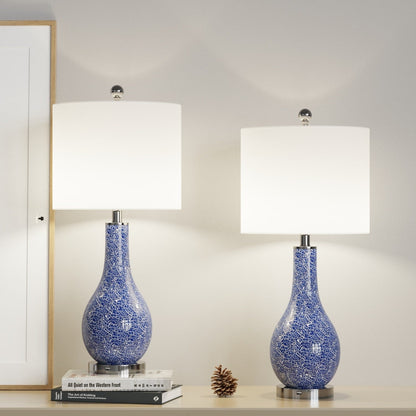 Ensemble de 2 lampes de table en verre de 25,25 pouces avec port USB