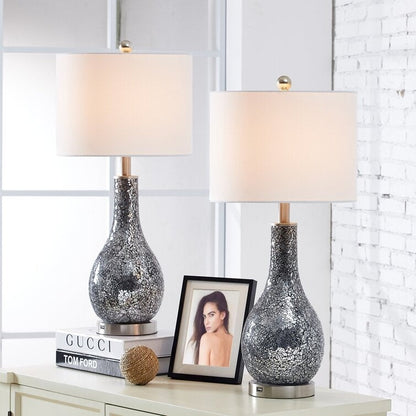 Ensemble de 2 lampes de table en verre de 25,25 pouces avec port USB