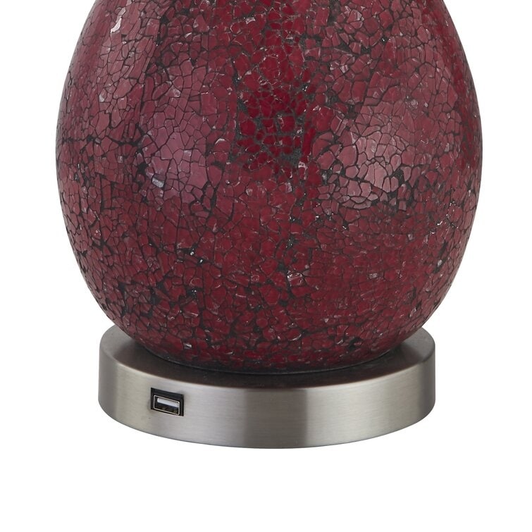 Ensemble de 2 lampes de table en verre de 25,25 pouces avec port USB