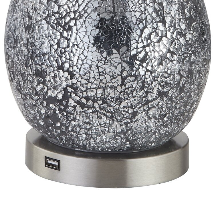 Ensemble de 2 lampes de table en verre de 25,25 pouces avec port USB