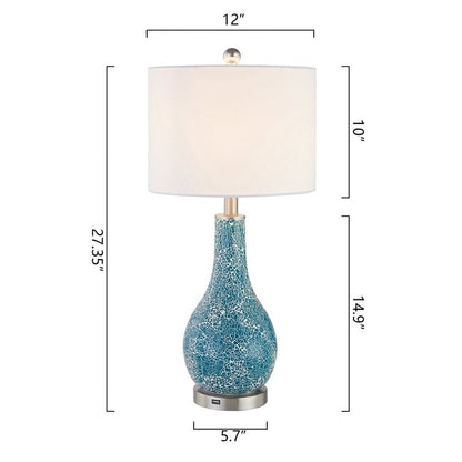 Ensemble de 2 lampes de table en verre de 25,25 pouces avec port USB