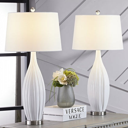 Ensemble de 2 lampes de table standard en porcelaine blanche (31)