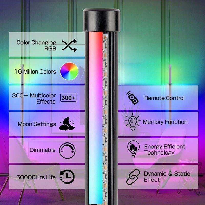 Lampadaire d'angle minimaliste RGB - Lot de 2