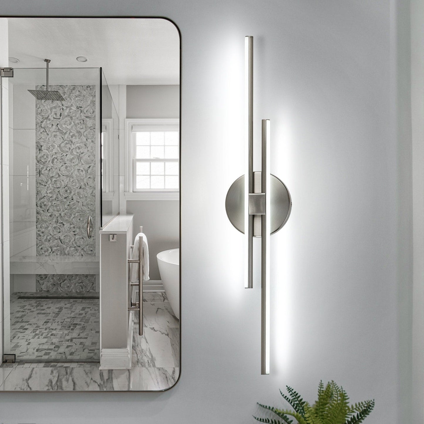 Applique murale minimaliste en métal linéaire à LED dimmable à 2 lumières