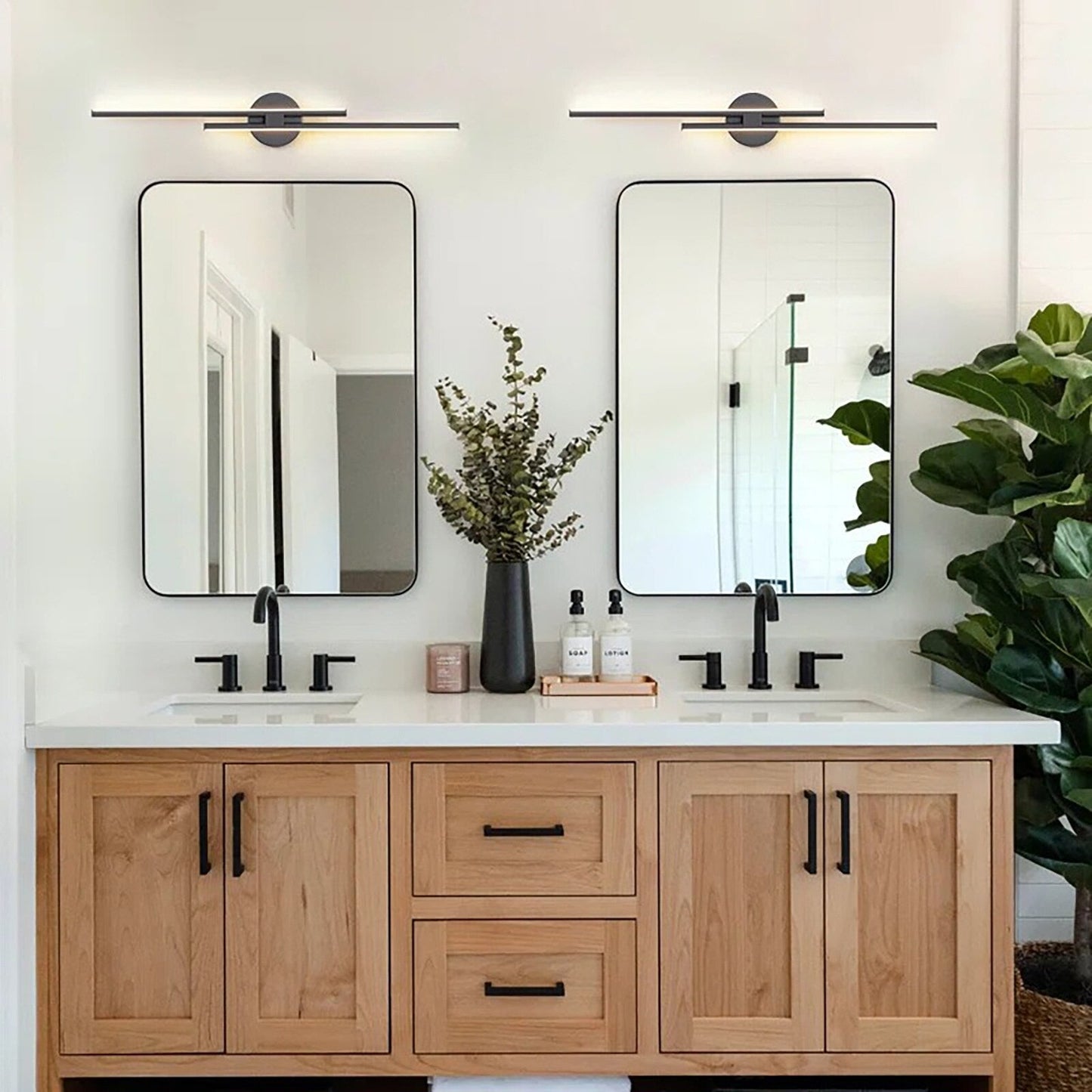 Applique murale minimaliste en métal linéaire à LED dimmable à 2 lumières