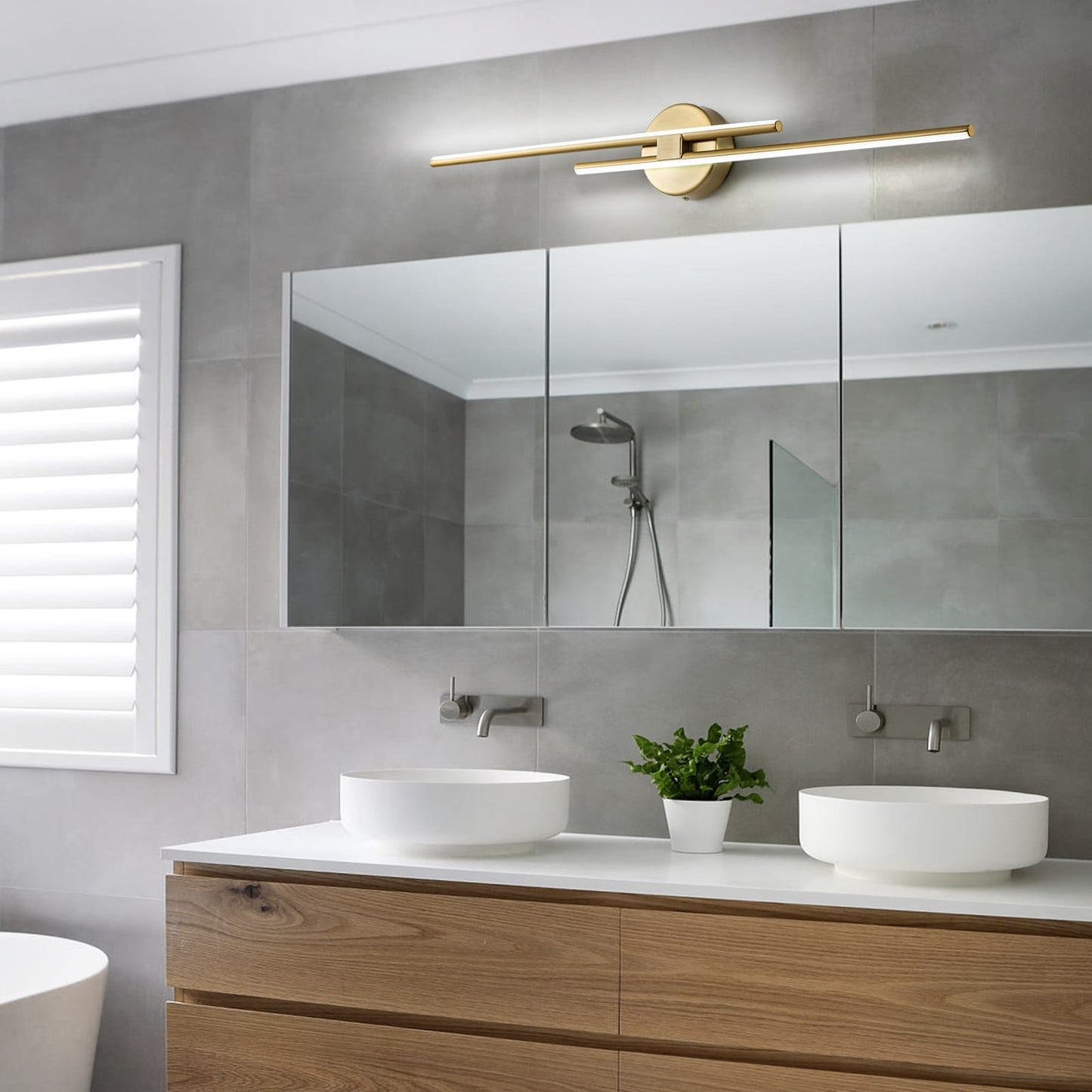 Applique murale minimaliste en métal linéaire à LED dimmable à 2 lumières