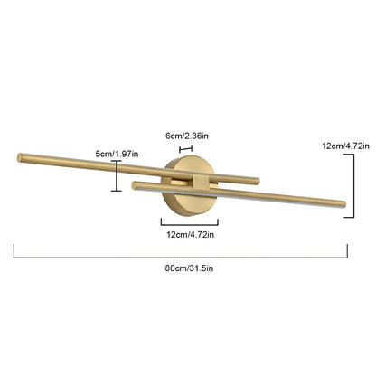 Applique murale minimaliste en métal linéaire à LED dimmable à 2 lumières