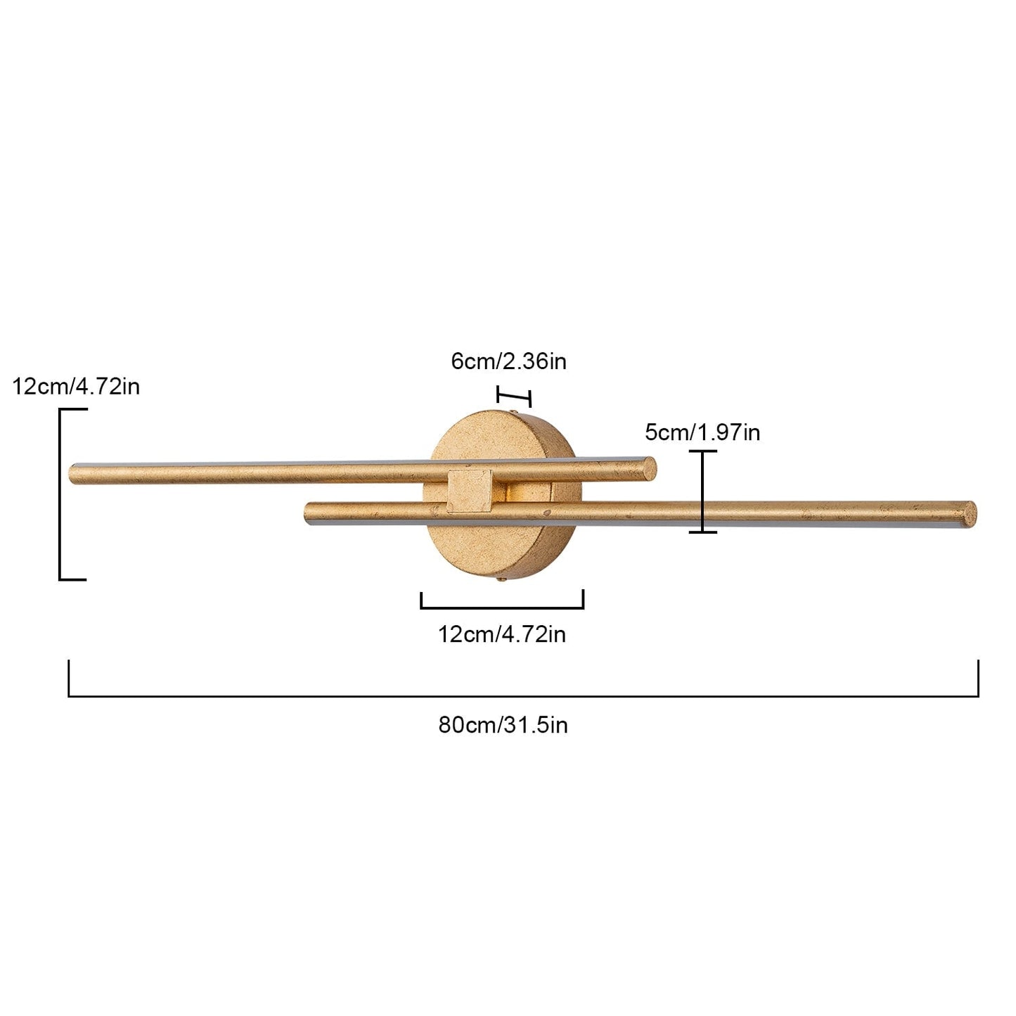 Applique murale minimaliste en métal linéaire à LED dimmable à 2 lumières