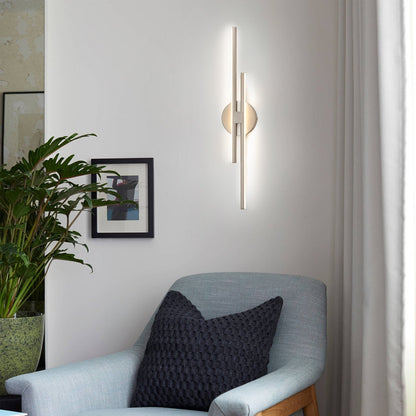 Applique murale minimaliste en métal linéaire à LED dimmable à 2 lumières