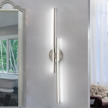 Applique murale minimaliste en métal linéaire à LED dimmable à 2 lumières