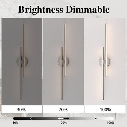 Applique murale minimaliste en métal linéaire à LED dimmable à 2 lumières