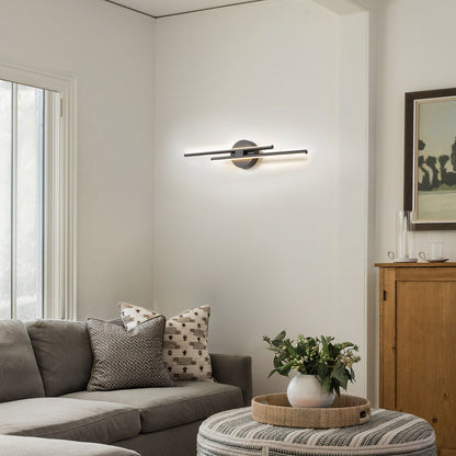 Applique murale minimaliste en métal linéaire à LED dimmable à 2 lumières
