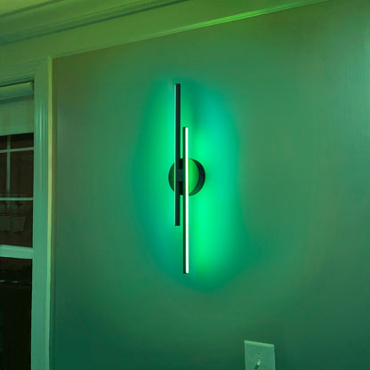 Applique murale minimaliste en métal linéaire à LED dimmable à 2 lumières