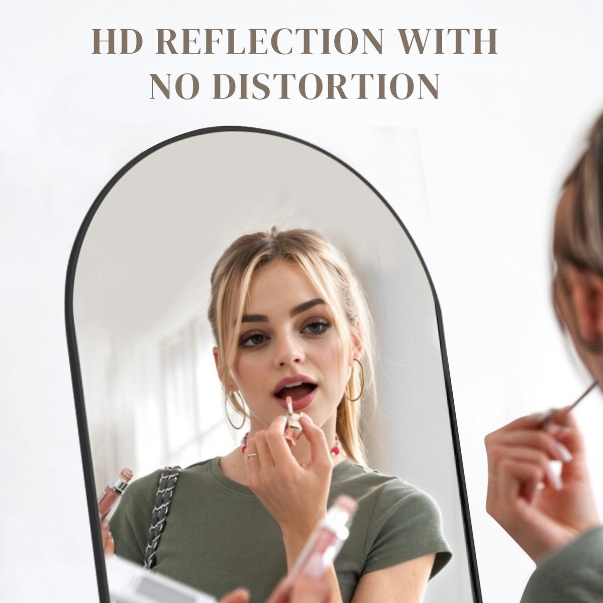 Miroir mural pleine longueur avec verre incassable, sur pied pour chambre ou dressing