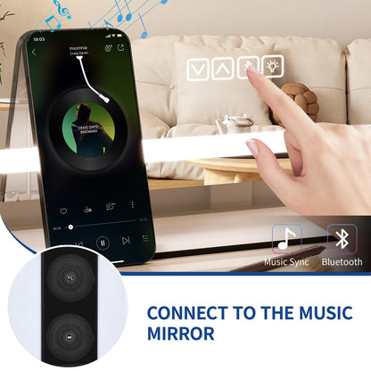 Miroir de maquillage Moasis avec lumière LED, port de chargement USB, grossissement x10 et haut-parleur Bluetooth.