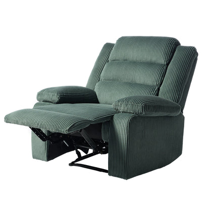 Fauteuil inclinable manuel moderne en velours côtelé, fauteuil inclinable réglable avec accoudoirs larges