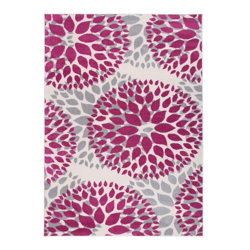 Tapis moderne à motifs floraux circulaires de World Rug Gallery