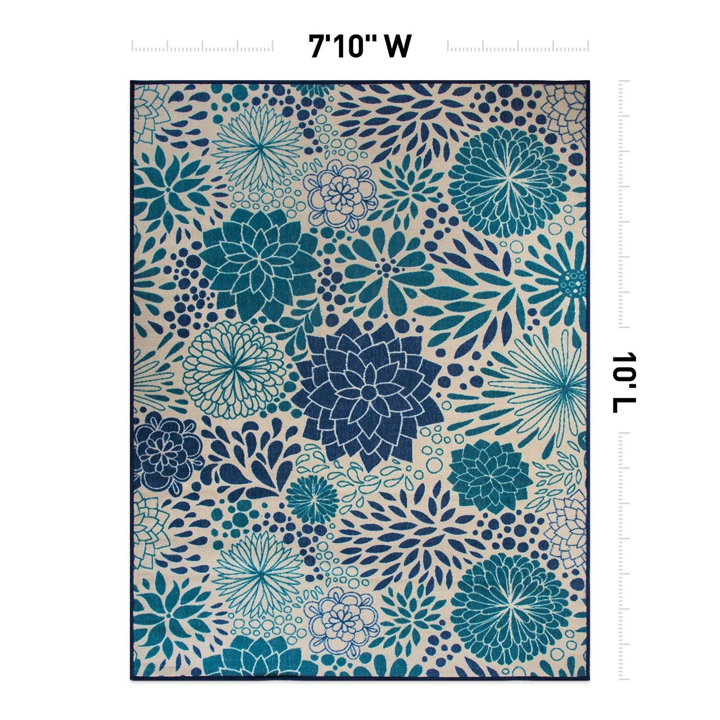 Tapis d'intérieur/extérieur tissé plat à motifs floraux modernes