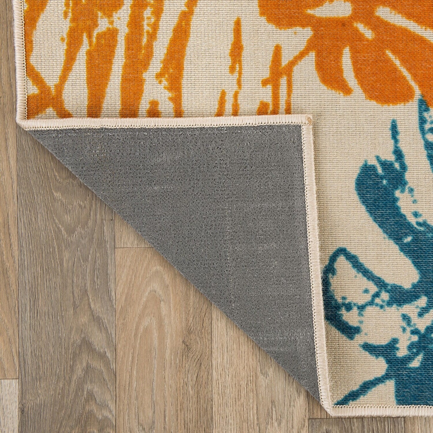 Tapis d'intérieur/extérieur tissé plat à motif floral moderne