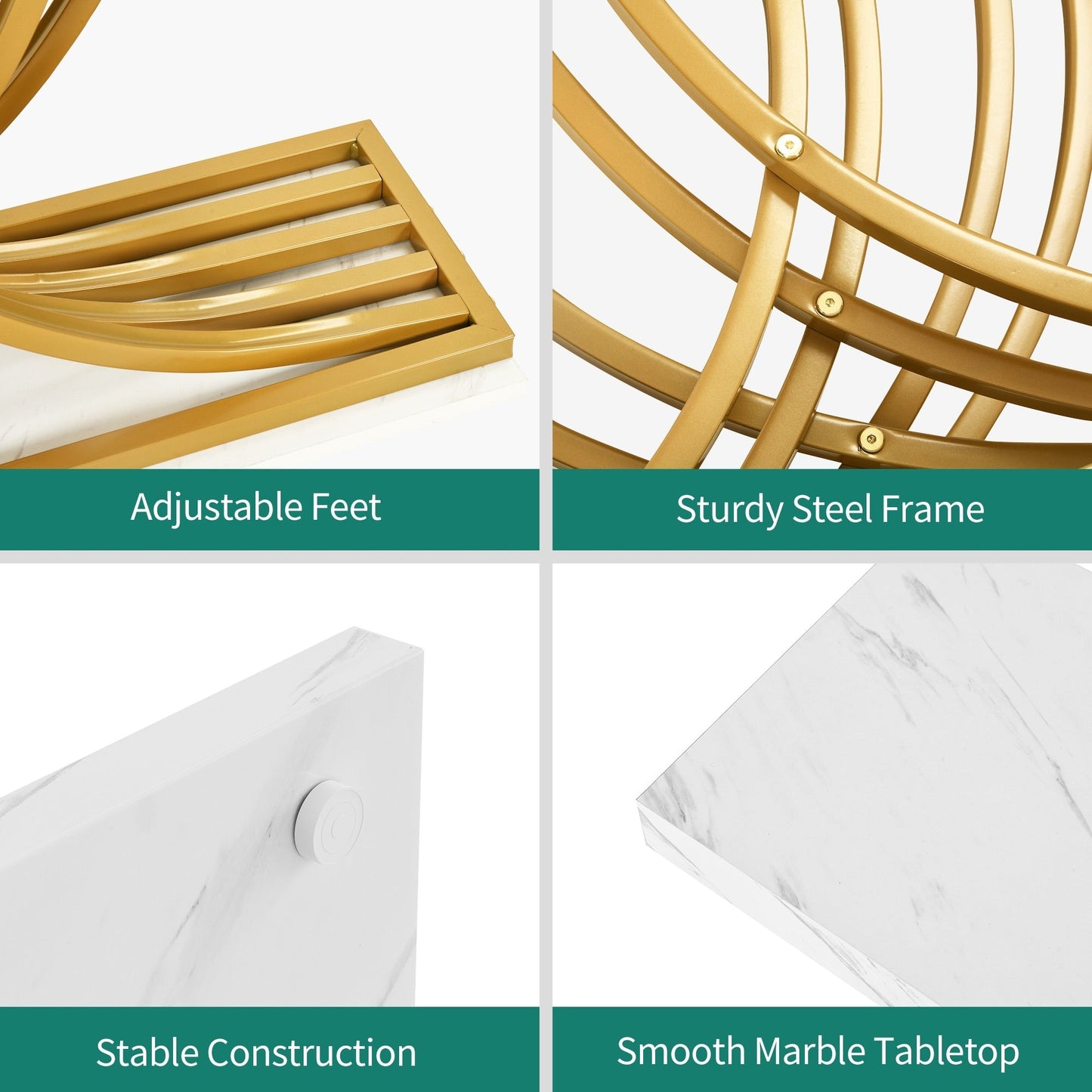 Console moderne dorée avec plateau marbré pour entrée/couloir