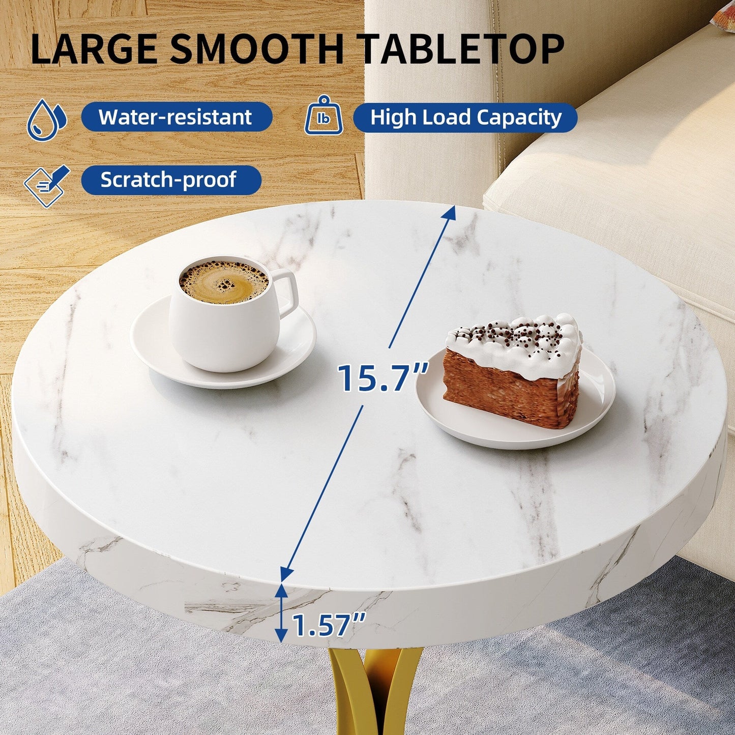 Console moderne dorée avec plateau marbré pour entrée/couloir
