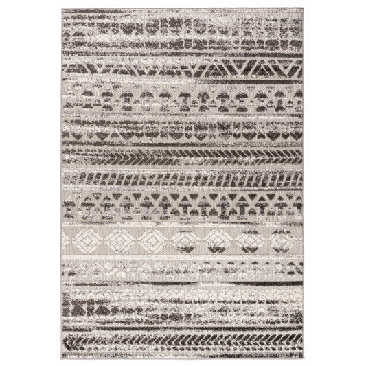 Tapis d'intérieur/extérieur à rayures modernes et géométriques délavées de World Rug Gallery