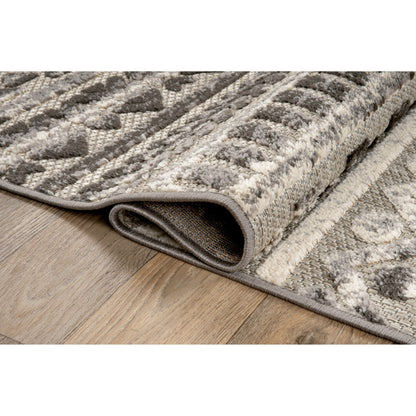 Tapis d'intérieur/extérieur à rayures modernes et géométriques délavées de World Rug Gallery