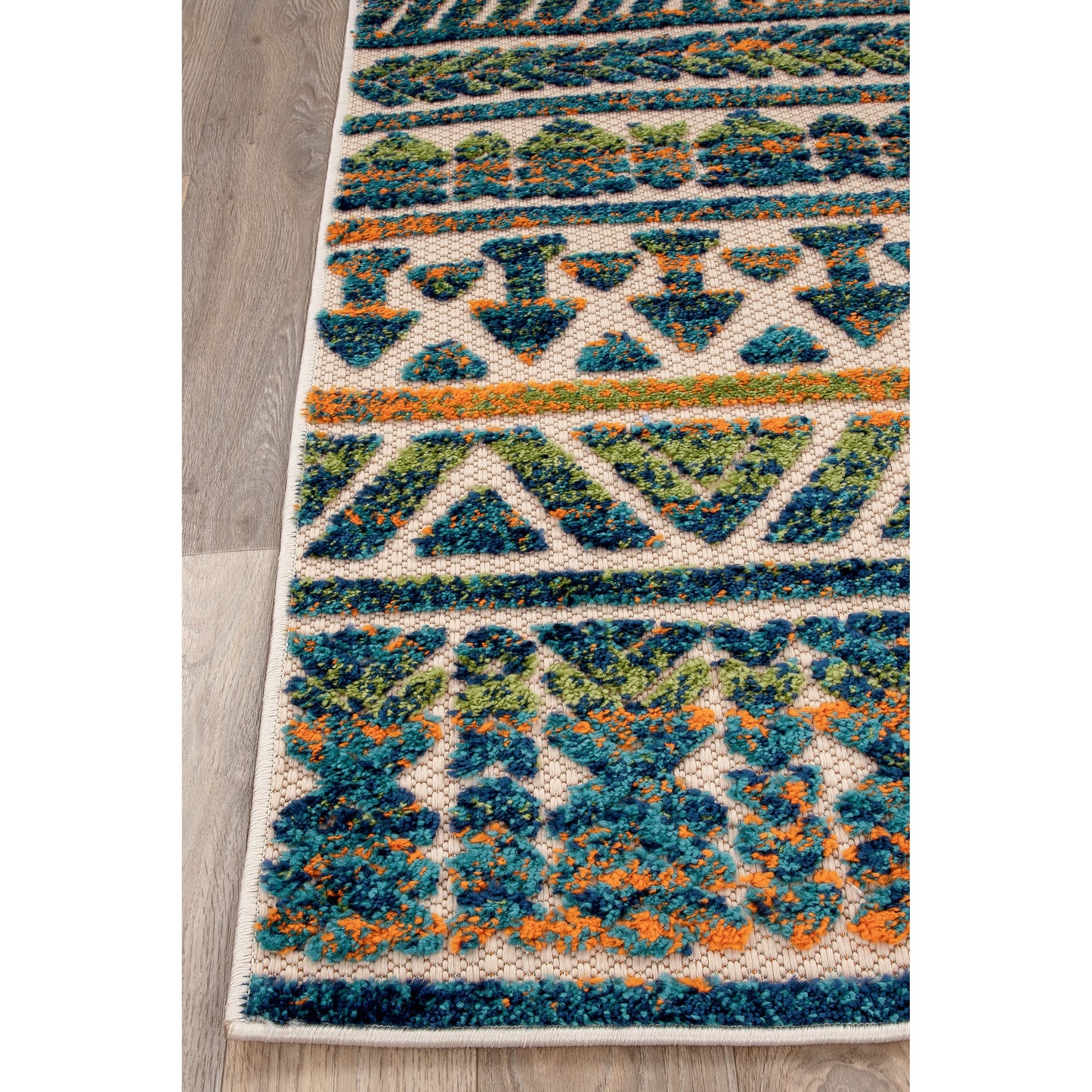 Tapis d'intérieur/extérieur à rayures modernes et géométriques délavées de World Rug Gallery