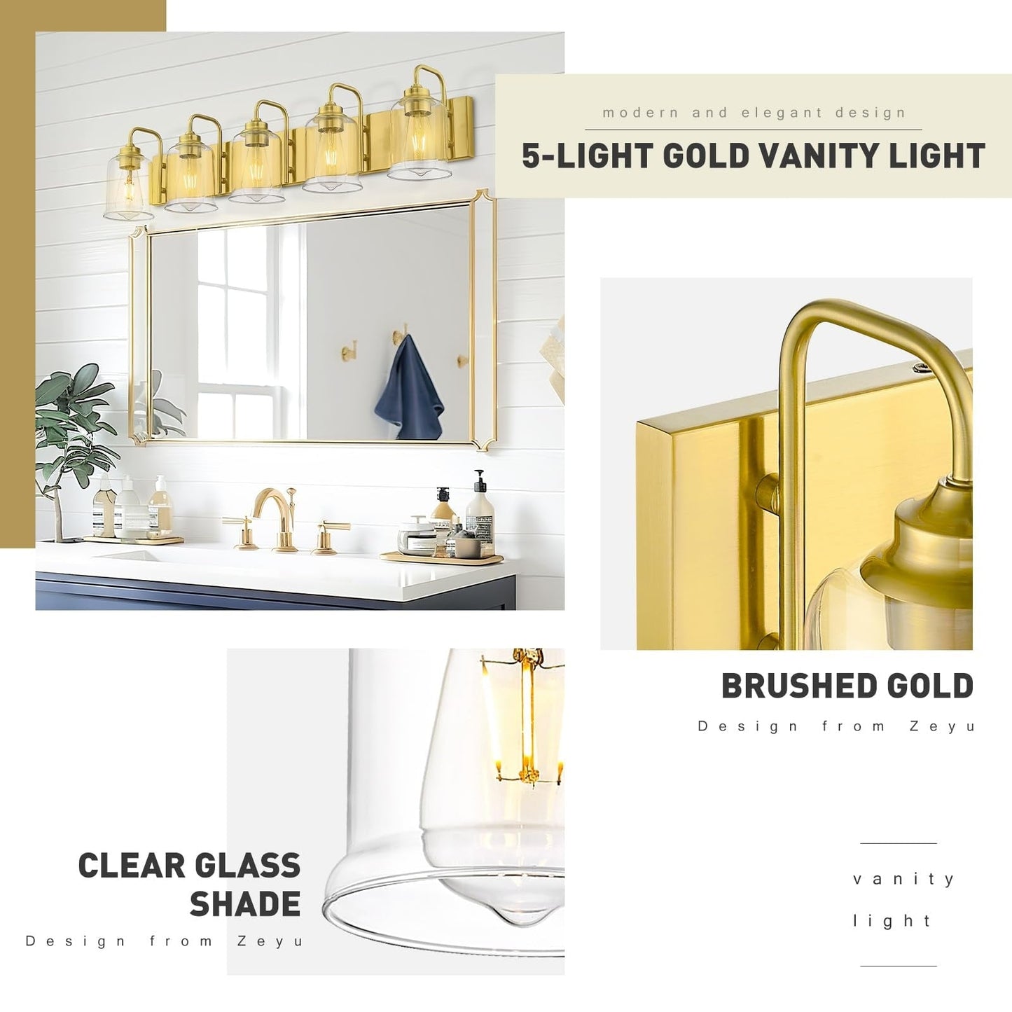 Appliques murales modernes à 3/4/5/6 lumières au-dessus du miroir pour salle de bain