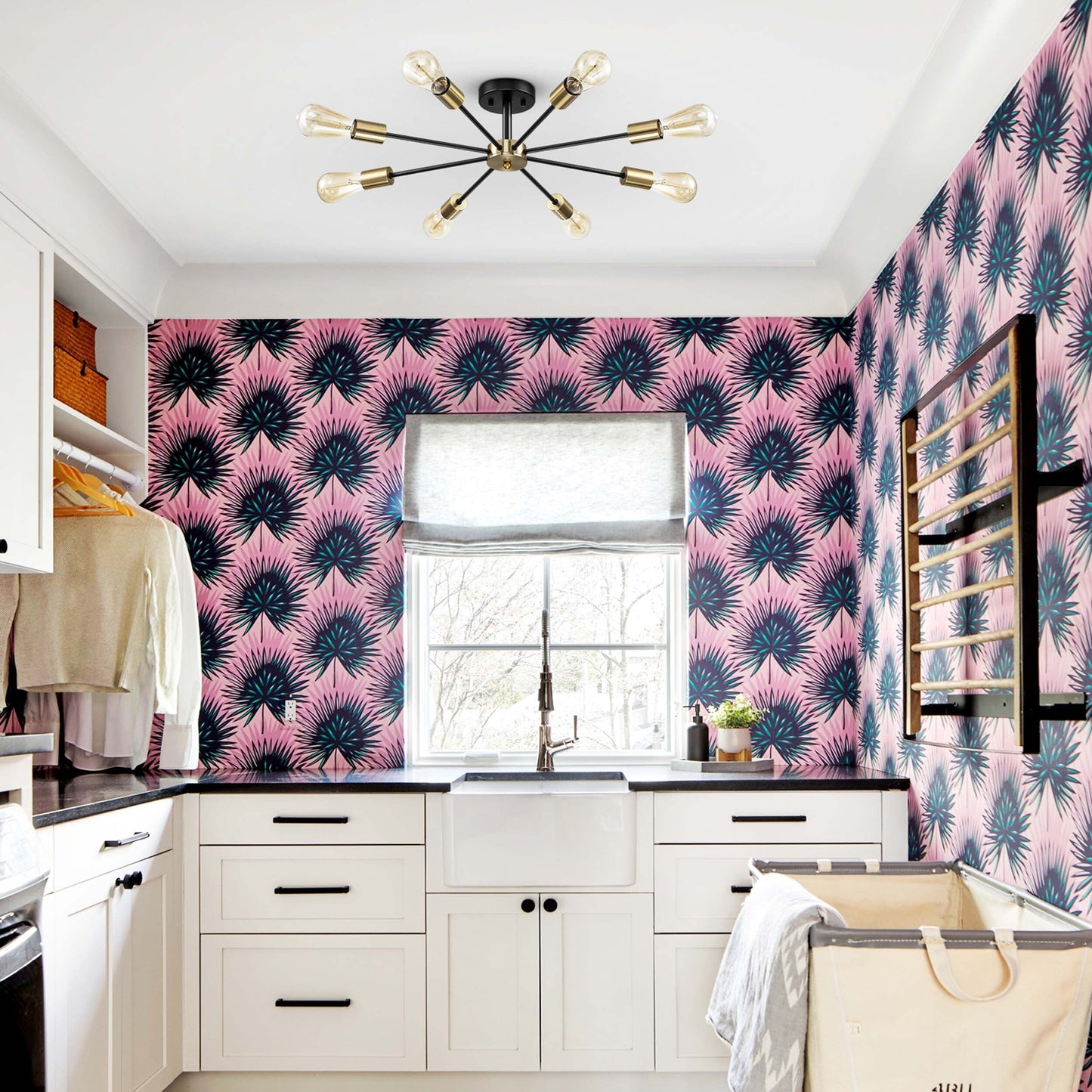 Plafonnier semi-encastré Sputnik noir/doré, idéal pour salon, cuisine, bureau, chambre ou hall d'entrée.