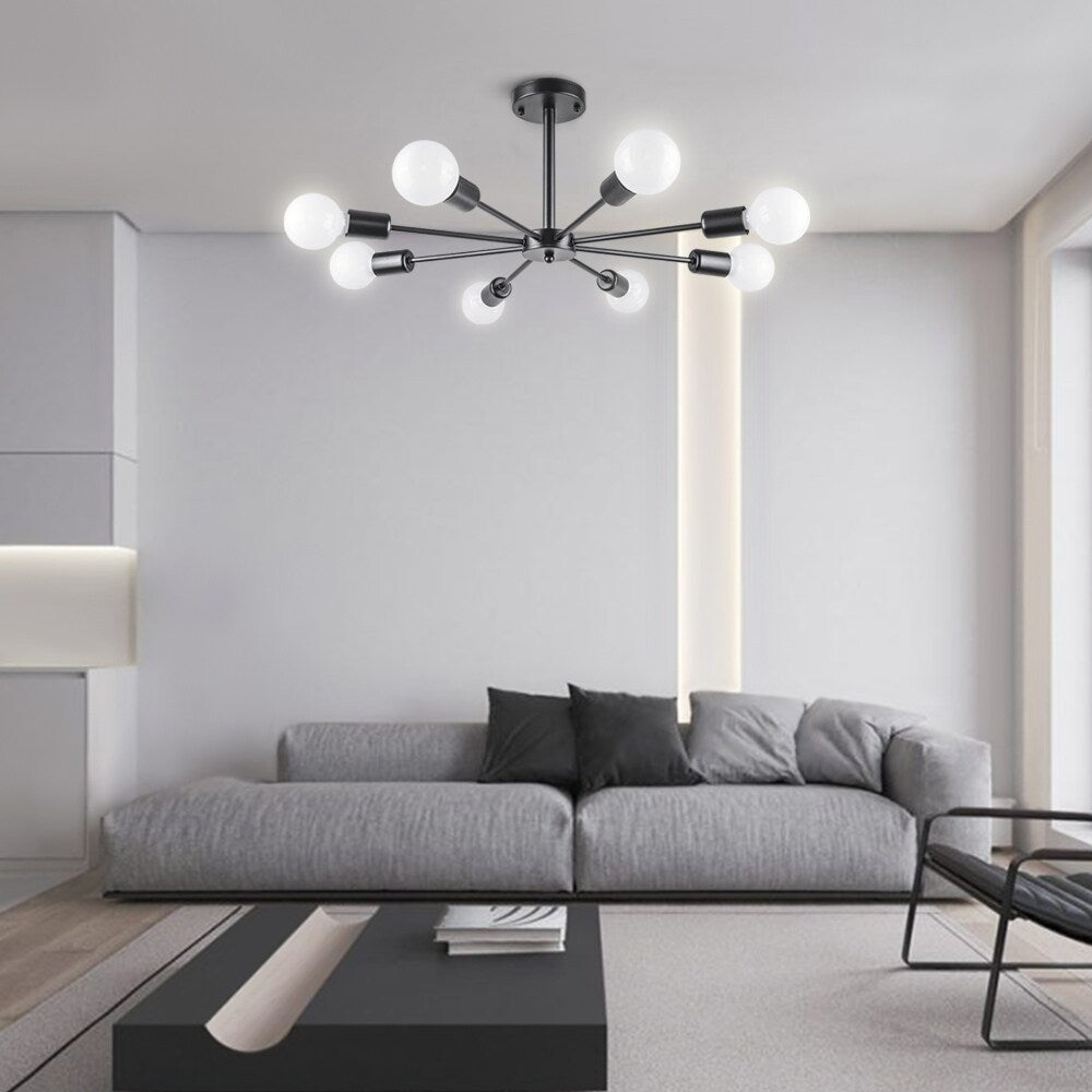 Plafonnier semi-encastré Sputnik noir/doré, idéal pour salon, cuisine, bureau, chambre ou hall d'entrée.