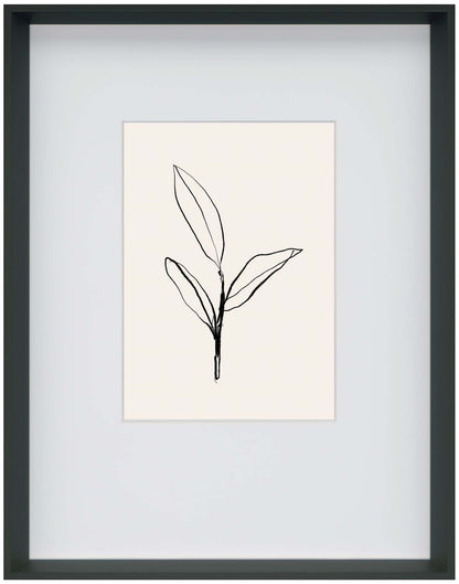 Œuvre d'art en verre mat encadrée « Ink Leaf I » - 23,5 po x 29,5 po