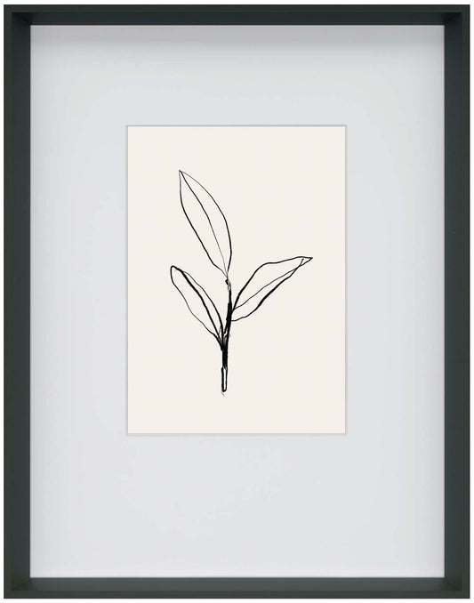 Œuvre d'art en verre mat encadrée « Ink Leaf I » - 23,5 po x 29,5 po