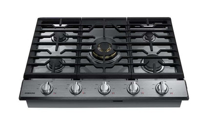 Surface de cuisson à gaz intelligente Samsung de 30 po à 5 brûleurs avec brûleur double puissant de 22 000 BTU + plaque de cuisson et grille à wok - Acier inoxydable…