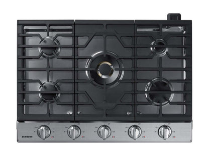 Surface de cuisson à gaz intelligente Samsung de 30 po à 5 brûleurs avec brûleur double puissant de 22 000 BTU + plaque de cuisson et grille à wok - Acier inoxydable…