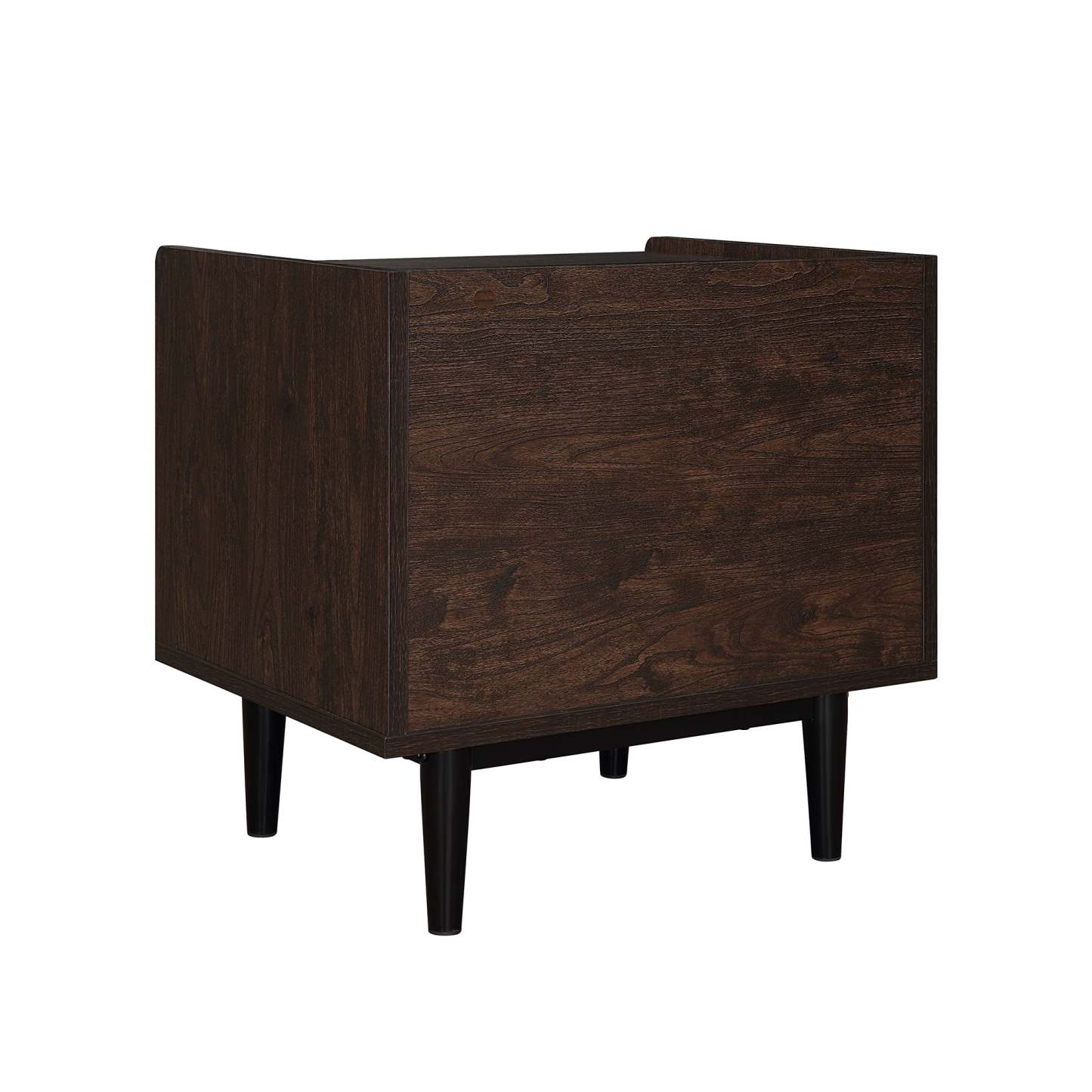 Manhattan Comfort Duane Modern Ribbed Nightstand with Full Extension Drawer - Dark Brown &amp; Navy Blue|Table de nuit moderne Duane de Manhattan Comfort avec cannelures et tiroir à extension complète - brun foncé et bleu marine